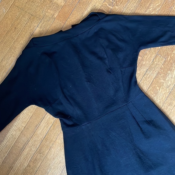 Vintage 1960’s Black Wool Wiggle Dress w Back Metal Zipper, Slash Neck & Pocket - Picture 14 of 16